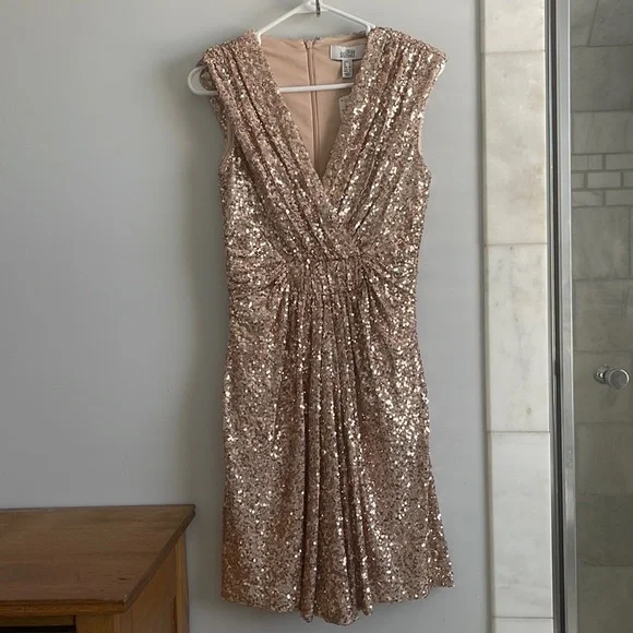 Badgley Mischka | Dresses | Badgley Mischka Rose Gold Sequin Dress |  Poshmark